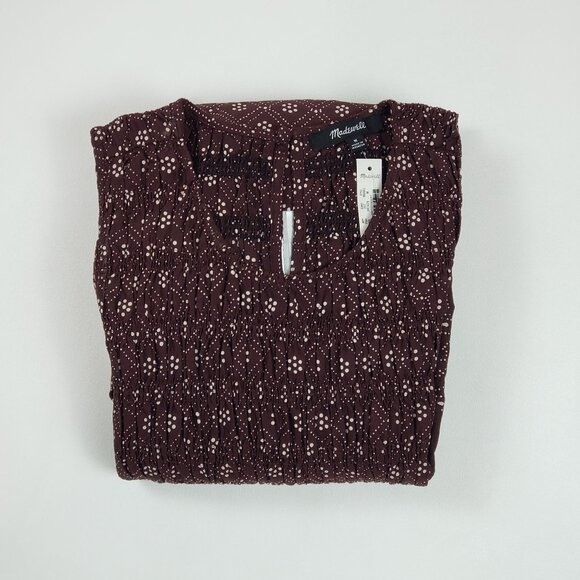 Madewell The Melody Smocked Midi Dress In Daisy Print M Dusty Plum Cotton Poplin - Picture 13 of 16